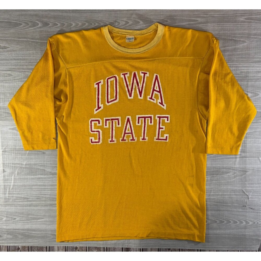 Champion Iowa State Jersey size L color yellow red 1970's Vintage